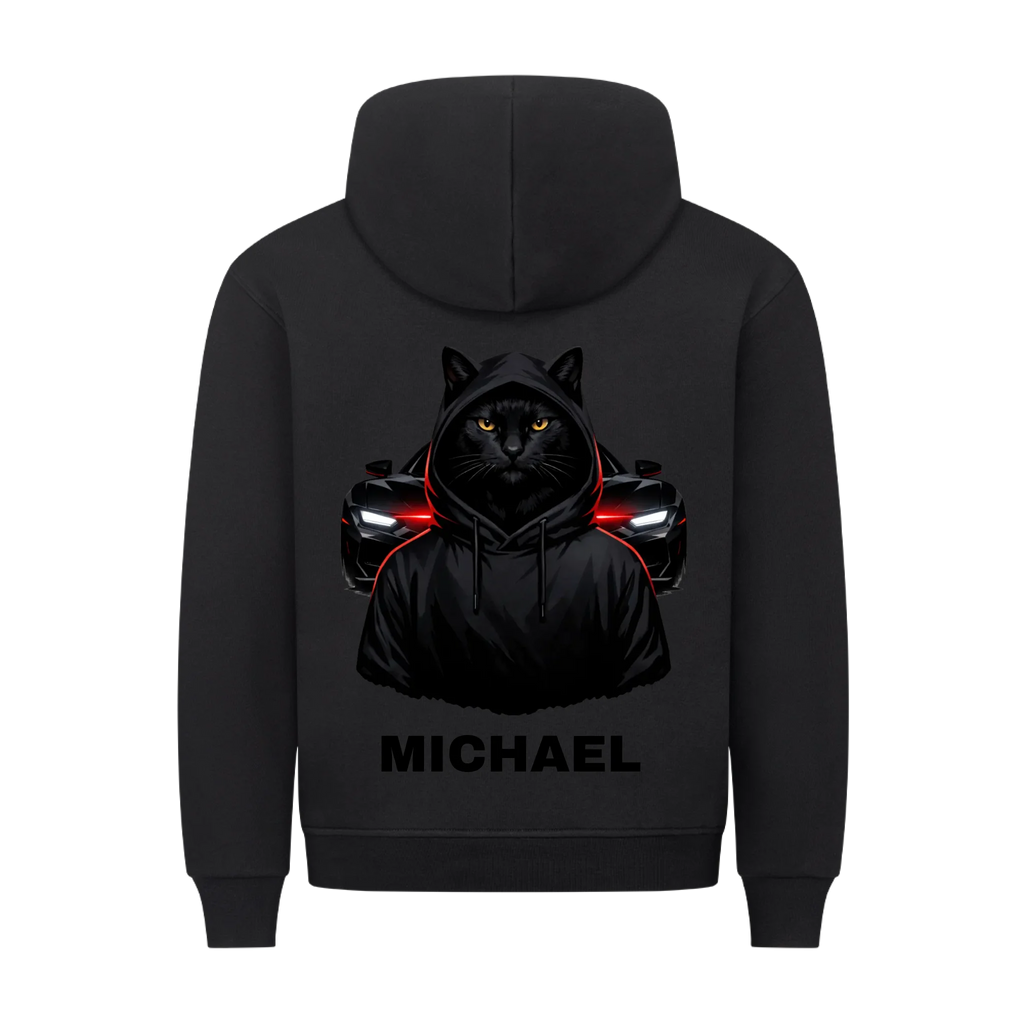 Hoodie - Black Cat - Red Carlight