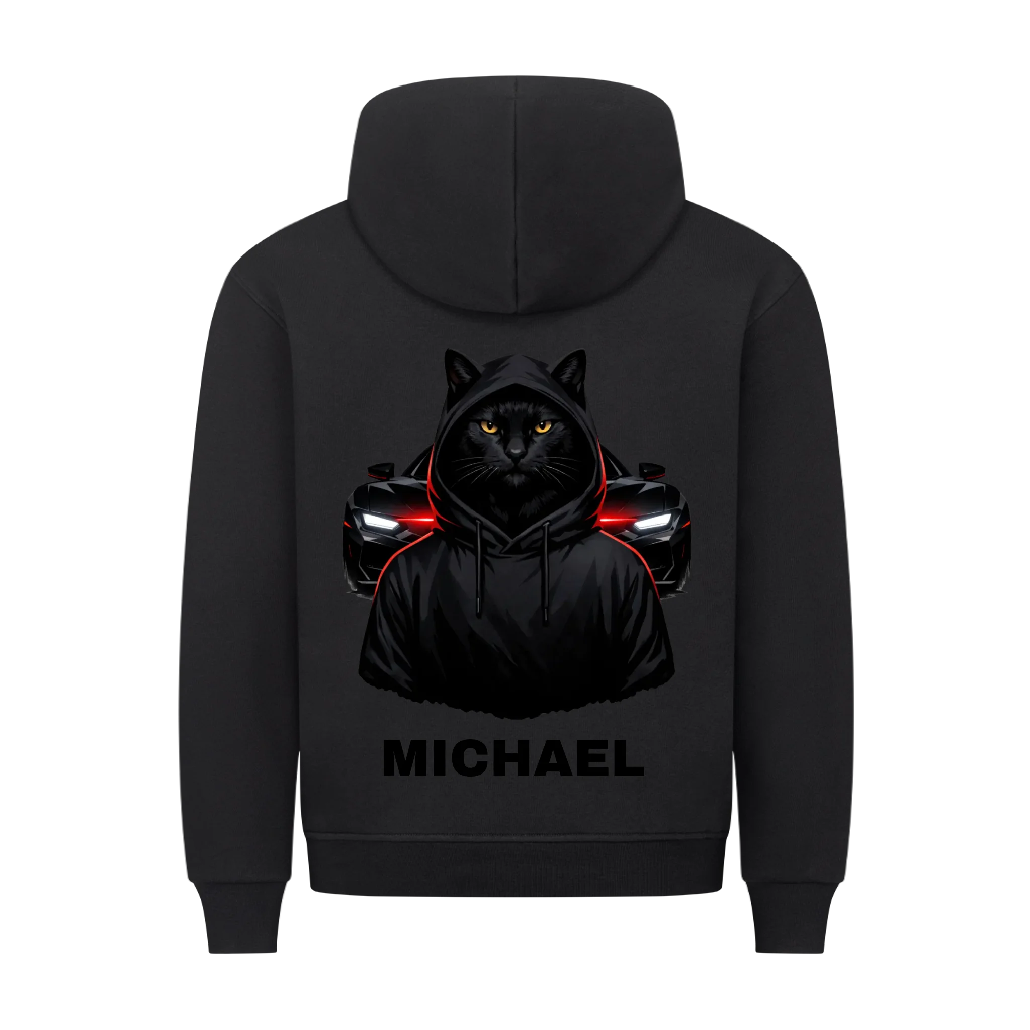 Hoodie - Black Cat - Red Carlight