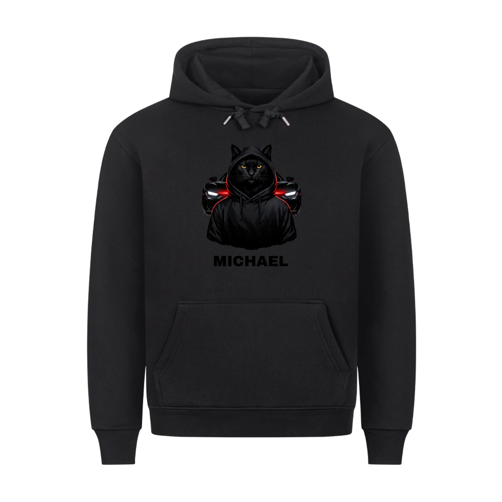 Hoodie - Black Cat - Red Carlight